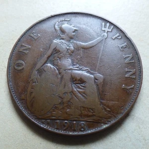 George V One Penny 1918 KN Kings Norton Mint Key Date Nice Grade (myrefn33B) - Picture 1 of 4