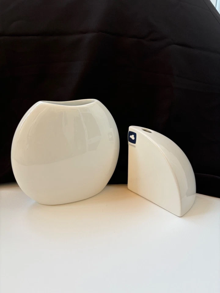 2 Modern White Vases – ASA Selection 1991 & Leonardo – German Minimalist Ceramic - Image 1 of 4
