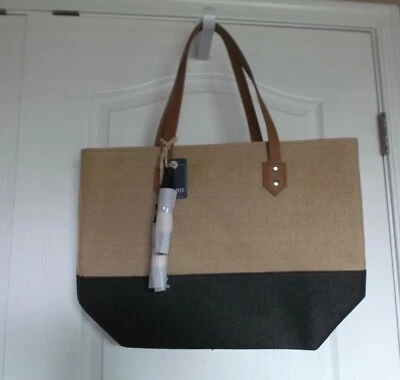 BOLSO DE MANO CHEROKEE NEGRO Y TOSTADO PAJA - BORLAS - NUEVO CON ETIQUETAS Foto 1 de 4