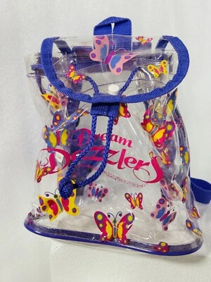 Mini Small Backpack Clear Plastic Butterflies Purple Straps Dream Dazzlers 8x7x4 - Image 1 of 4