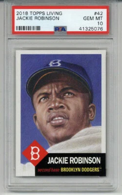 2018 TOPPS LIVING #42 JACKIE ROBINSON CARD BROOKLYN DODGERS PSA 10 LOW POP RARE - Image 1 of 2