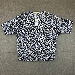Michael Kors Women's Size XL Blue/White Lightweight Short Sleeve Top - Picture 1 of 11
