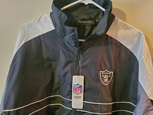 New Raiders NFL Black & White Windbreaker Jacket Mens XL Embroidered Patches NWT - Picture 1 of 8