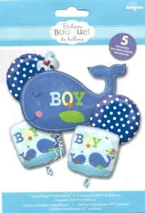 Blue Baby Boy Balloon Bouquet 5 PCS Set - Picture 1 of 1