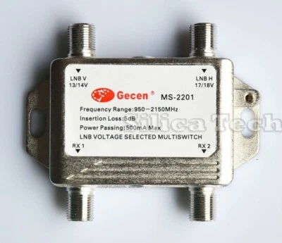Gecen 2x2 13V/18V in, 2 out Satellite LNB V/H multi-switch MS-2201 - Image 1 of 4