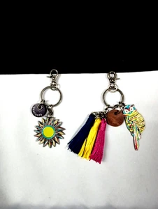 Sakroots Keychains Owl & Fringe + Flower & Clip Lot Of 2 - Picture 1 of 4