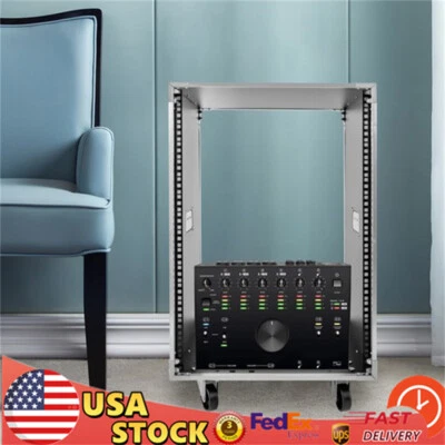 16U Server Rack Open Frame Rolling Network Data Rack 19 inch With Casters 4 Post - Image 1 of 4