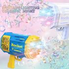 69Hole Bubble Machine Rocket Launcher Toys w/ Colorful Lights Auto Bubble Maker