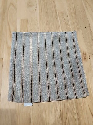 Restoration Hardware Throw Pillow Sham Chenille Multistriped Green Brown 18x18 - Image 1 of 4