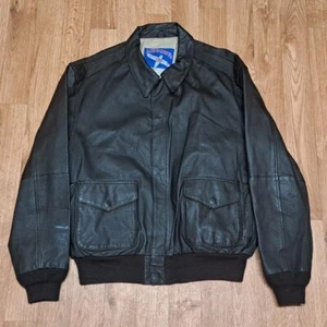 Airborne Leather Bomber Jacket Size Large - Picture 1 of 8