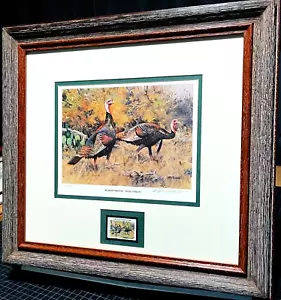 Stampa Francobollo Ken Carlson 1986 National Wild Turkey Federation Nuovo con etichette - Nuova cornice - Foto 1 di 6