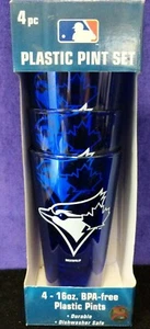 Boelter MLB Toronto Blue Jays PLASTIC PINT GIFT SET (4) 16oz. Glasses Unused - Picture 1 of 5