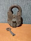 Antique Lock and Key, 6 levers, full working condition 110 years old heavy.
