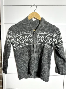 Carters Boys Sweater Size 7 Grey White Knit Button Front Dressy Casual - Picture 1 of 6