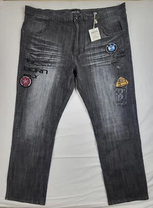 Born Fly Herren Jeans Schwarz Dischage Streetwear Urban Dark Stone Wash 46x32 Neu mit Etikett - Bild 1 von 11