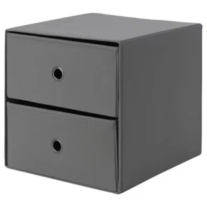 FLARRA Mini Kommode mit 2 Schubladen zur Aufbewahrung Organisation Schwarz & Grau 33x38 - Bild 1 von 3