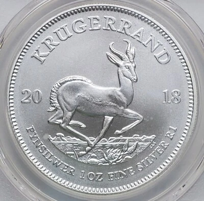 2018 Krugerrand 1 Rand PCGS MS70 1st Day Issue South Africa Silver Coin PM0062 - Image 1 of 4