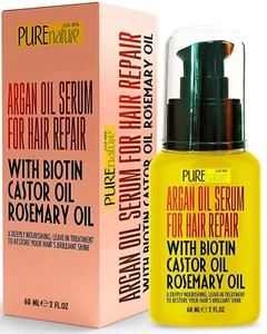 Frizz Control Argan Oil Serum - Heat Protectant & Hydrating for All Hair Types - Picture 1 of 12