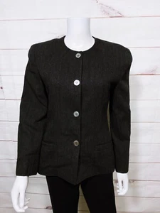 Christian Dior Womens Jacket Size 6 Black Button Up Shoulder Pads 100% Pure Wool - Picture 1 of 9