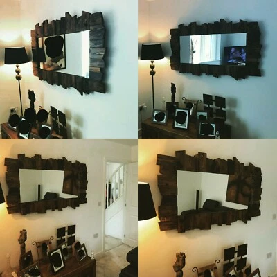 Mirror Large  reclaimed Wooden Rustic Farmhouse hairdresser exclusive gift posh - Image 1 of 2
