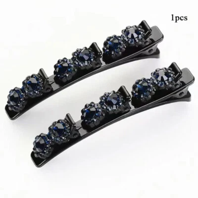 Clip de pelo trenzado de piedra de cristal brillante, doble flequillo pinza de pelo trenzado Foto 1 de 4