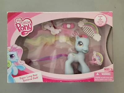 My Little Pony pelo súper largo arco iris tablero con pinzas para el cabello 2009 - nuevo en caja Foto 1 de 2