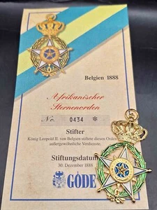 Belgien 1888 Afrikanischer Sternenorden Göde Sammlungsanfertigung Orden - Bild 1 von 3