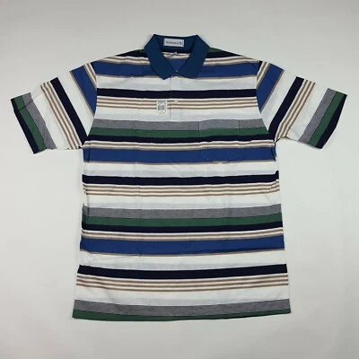 Camisa polo masculina listrada Y2K Preppy tamanho G colarinho skatista surf vintage anos 90 - Imagem 1 de 4