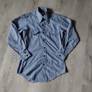 VINTAGE Washington Dee Cee Western Shirt Mens Small 14 1/2 - 32 Blue Button Up - Picture 1 of 9
