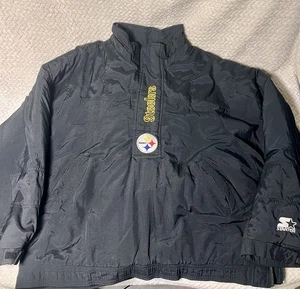Vintage Starter Pittsburgh Steelers Pullover Jacket XL Black Yellow NFL Logo - Picture 1 of 9
