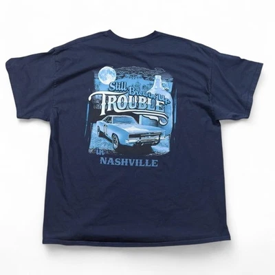 Мужская футболка Cooter's Garage XL темно-синяя хлопковая с рисунком на автомобиле Nashville - Изображение 1 из 4