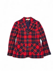 Vintage 70s Pendleton pure wool 3 button plaid blazer red 10 women’s made in USA - Picture 1 of 8
