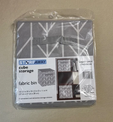 StoreAway Light Grey Chevron Cube Storage Fabric Bin Organizer New 10.5x10.5x11" - Image 1 of 4