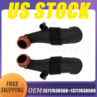 1Pair Engine Air Intake Hose Tube For 2014-2018 BMW X5 X6 13717638568/569 US - Image 1 of 4