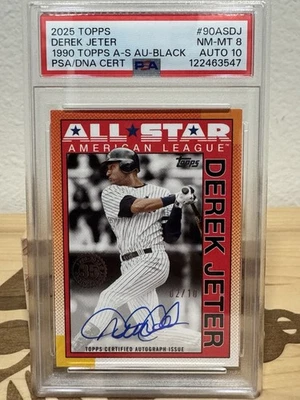 2025 Topps 1990 All Star Derek Jeter Auto Black 2/10 Number Match PSA 8/Auto 10 - Image 1 of 2