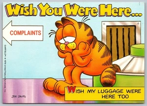 Postcard Garfield The Cat Jim Davis 1978 Wish You Were Here Luggage Too 4x6 C42 - Picture 1 of 2
