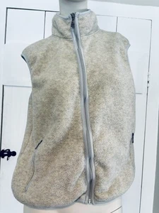 Vintage Eddie Bauer Vest Womens Tan Sherpa Fleece Full Zip Medium Polartec - Picture 1 of 16