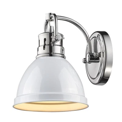 Aplique de baño Golden Lighting 3602-BA1-CH blanco Duncan luz individual 9"H Foto 1 de 4