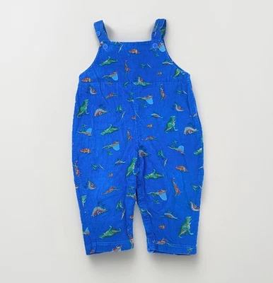 Vintage 90s Corduroy Overalls Dinosaur Boys Size 24 Months Blue One-Piece Baggy - Image 1 of 4