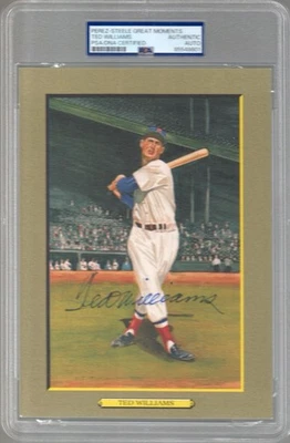 TED WILLIAMS AUTOGRAPHED PEREZ STEELE GREATEST MOMENTS CARD         JSA+PSA SLAB - Image 1 of 3