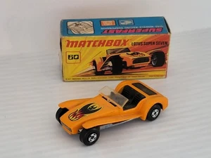 Matchbox No.60 Lotus Super Seven Superfast Boxed Lesney England Orange 1971 - Picture 1 of 9