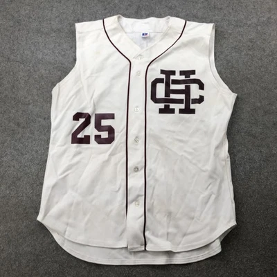 Camiseta deportiva de béisbol Russell vintage para hombre XL blanca granate 25 hecha en EE. UU. Foto 1 de 4