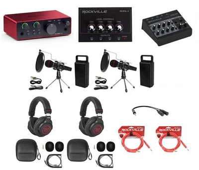 Focusrite 2-Person Podcast Podcasting Recording Kit w/Mics+Stands+Headphones - Image 1 of 4