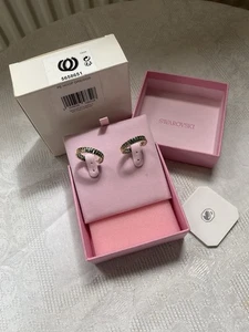 Genuine Swarovski Matrix Baguette Cut Hoop Earrings GREEN RRP£145 New & Boxed - Picture 1 of 24