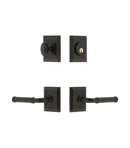 Grandeur Carre Square Rosette Entry Set with Soleil Lever - RH Timeless Bronze - Bild 1 von 1