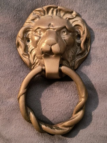 Vintage Brass Lion Head Door Knocker Architectural Salvage Clean! Cover