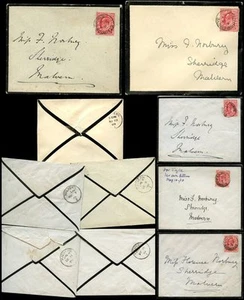 GB KE7 1909-10 STAUNTON on WYE MOURNING ENVELOPES 1d...5 ITEMS...HEREFORD - Picture 1 of 1