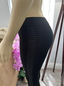 Black Leggings Size S Small Pants Embelished Beaded Sides Romeo & Juliet - Picture 1 of 9