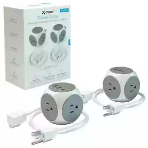Atomi Power Cube 2er-Pack - 3 AC-Steckdosen + 3 intelligente USB-Anschlüsse + 5 Fuß Kabel Neu im Karton - Bild 1 von 7