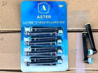 55 - Aster Eight Packs (440) Compatible Oral B Toothbrush Heads Black - Image 1 of 4